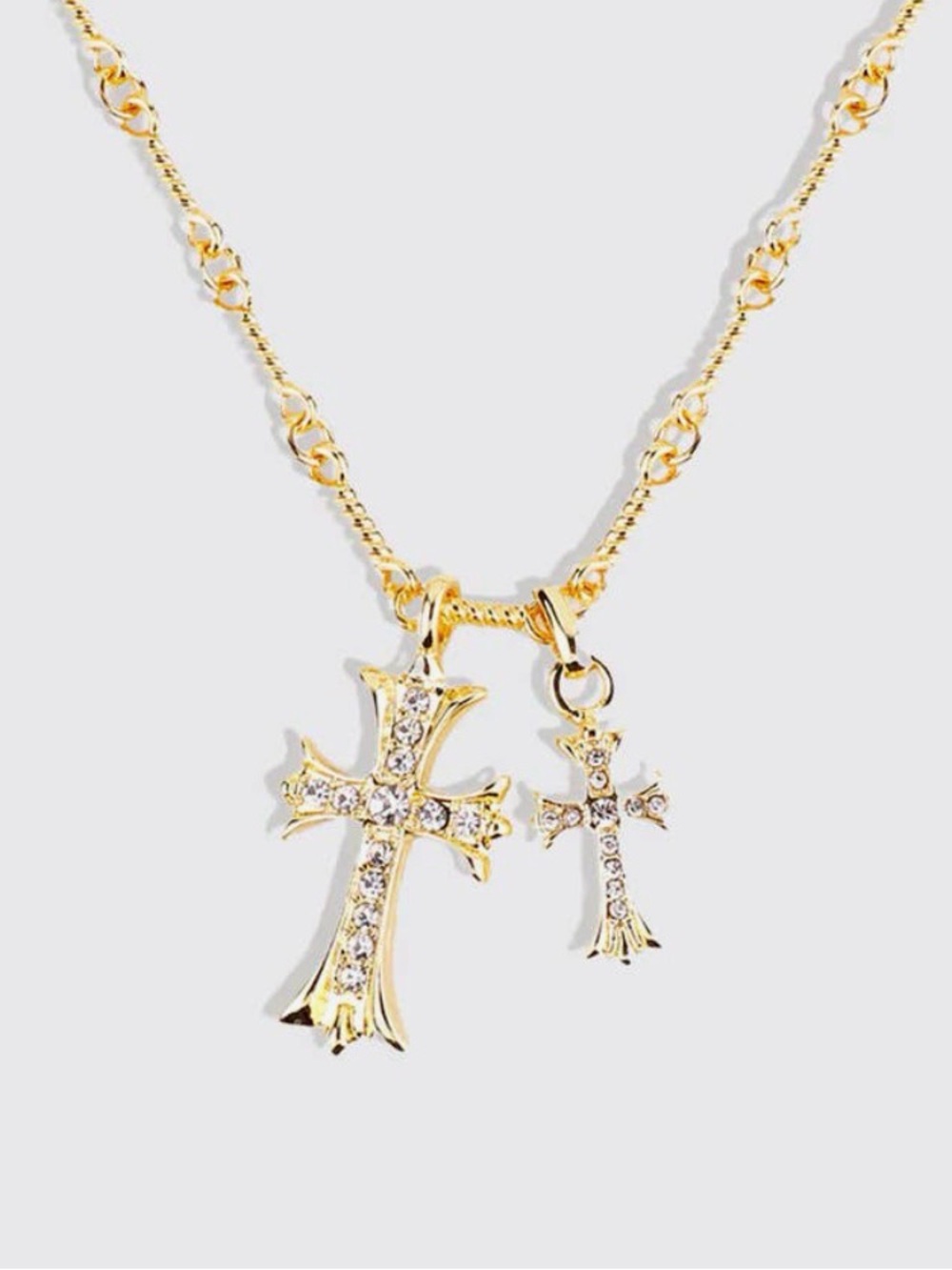 Mint & Lilly Double Cross Necklace pendant gold NWT